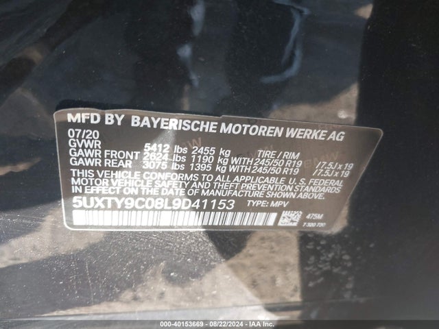 5UXTY9C08L9D41153 BMW X3 M40i