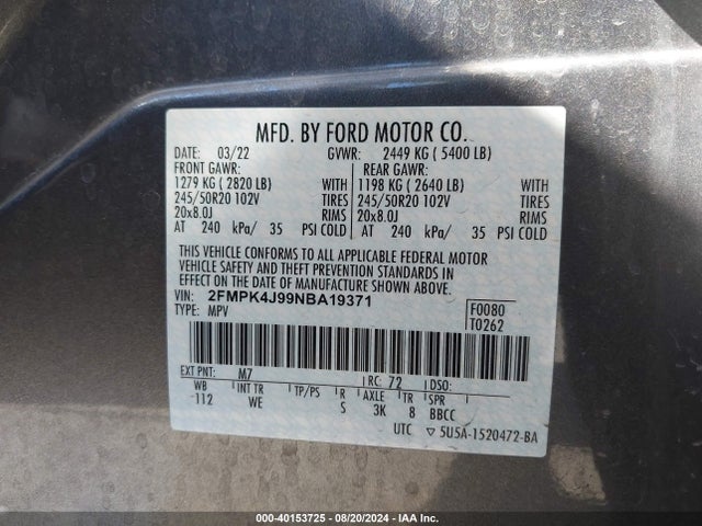Ford Edge St-line 2022 2FMPK4J99NBA19371 Image 9