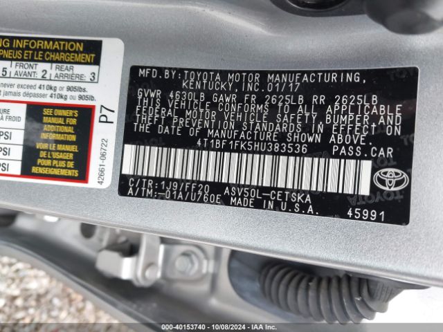 4T1BF1FK5HU383536 Toyota CAMRY SE