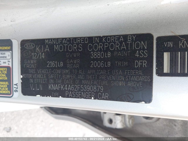 KIA FORTE LX 2015 KNAFK4A62F5390879 Image 9