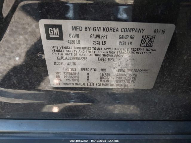 KL4CJASB2GB653288 Buick Encore