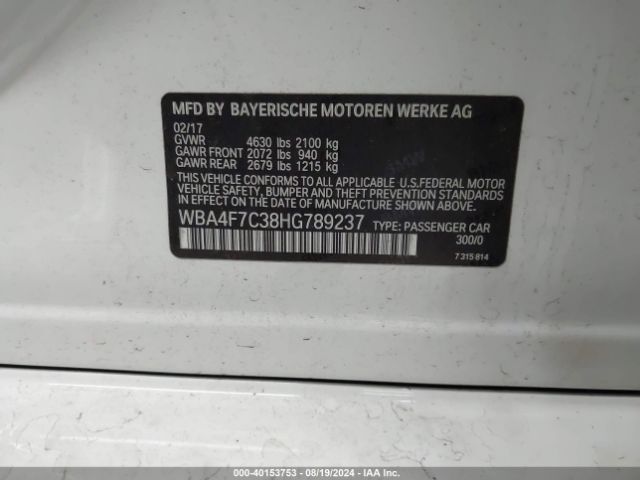 WBA4F7C38HG789237 BMW 430i Gran Coupe