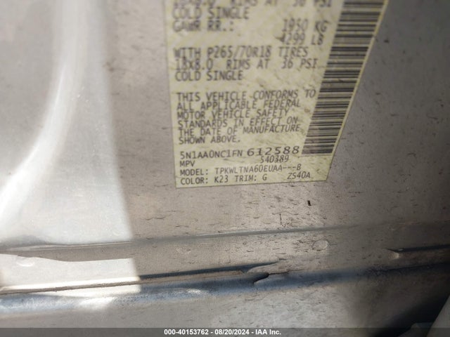 5N1AA0NC1FN612588 Nissan Armada Platinum/sl/sv