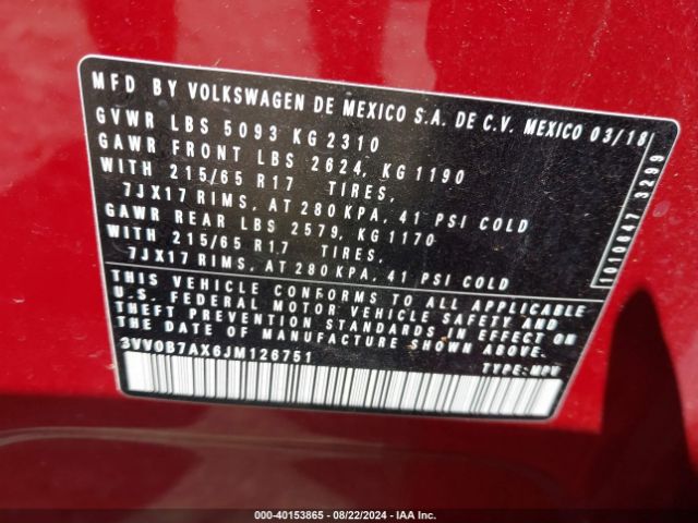 3VV0B7AX6JM126751 Volkswagen Tiguan 2.0t S
