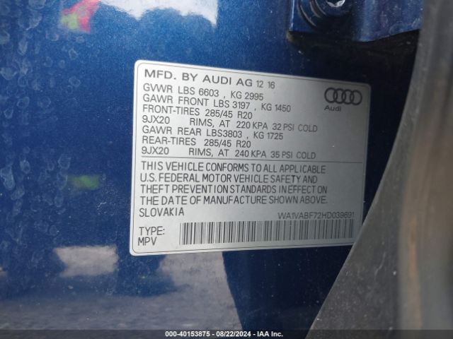 WA1VABF72HD039691 Audi Q7 3.0t Premium