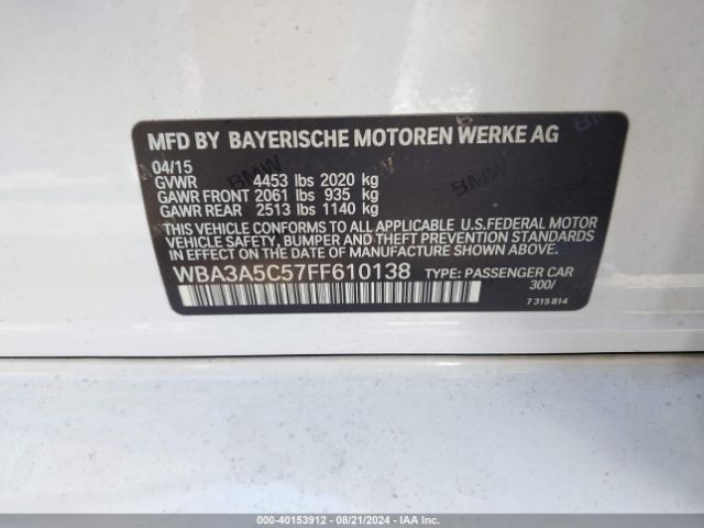 WBA3A5C57FF610138 BMW 328I