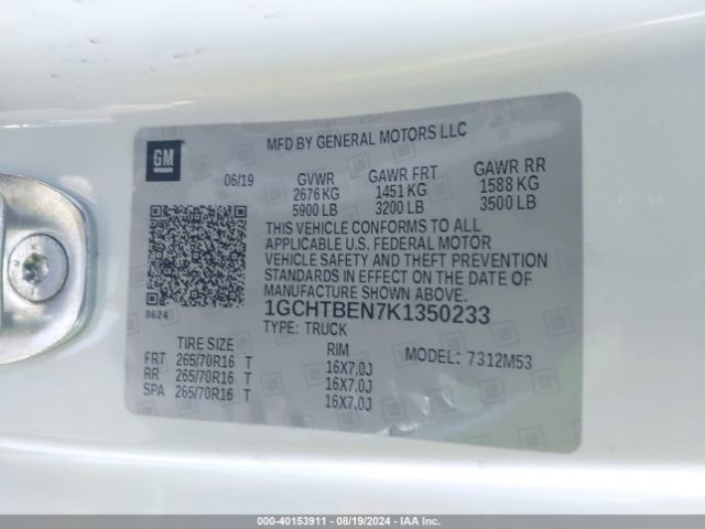 1GCHTBEN7K1350233 Chevrolet Colorado Wt