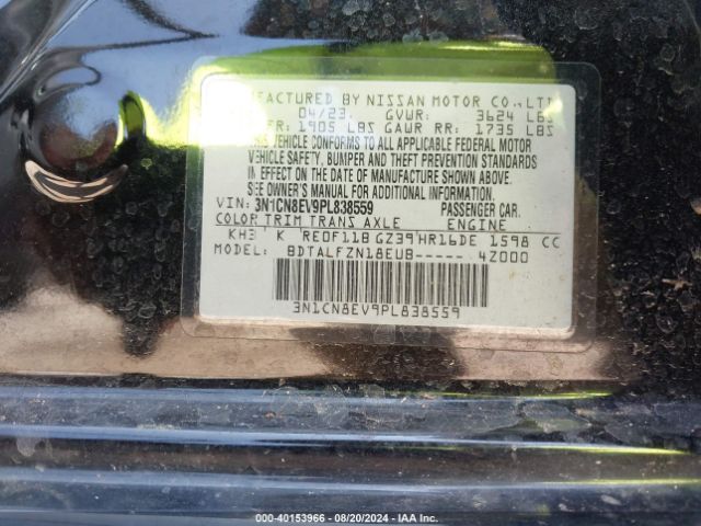 3N1CN8EV9PL838559 Nissan Versa 1.6 Sv Xtronic Cvt