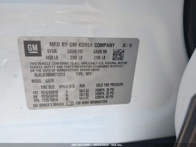 KL4CJESB6KB712312 Buick Encore Awd Preferred