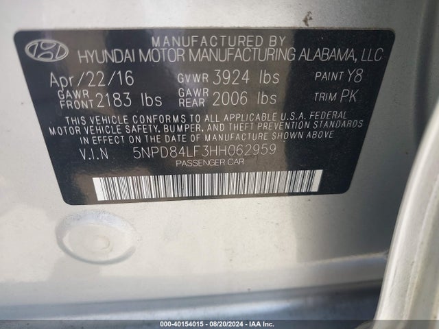 Hyundai ELANTRA SE 2017 5NPD84LF3HH062959 Image 9