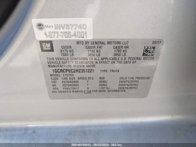 1GCRCPEC2HZ351221 Chevrolet Silverado 1500 Custom