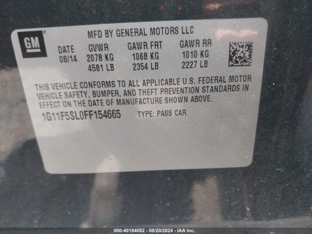 1G11F5SL0FF154665 Chevrolet Malibu 1lz