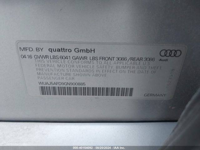 2016 AUDI S8 WUAJ5AFD9GN900885 Photo 8