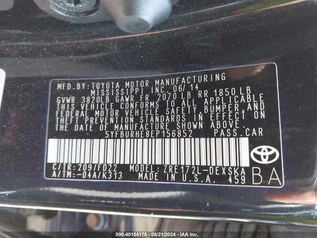Toyota Corolla S Plus 2014 5YFBURHE8EP156852 Image 9