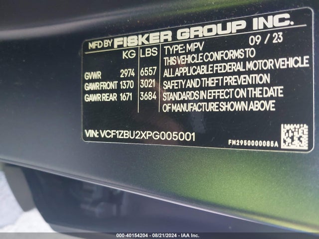 Fisker Ocean One 2023 VCF1ZBU2XPG005001 Image 9