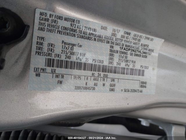 1FADP3N27HL348757 Ford Focus Titanium