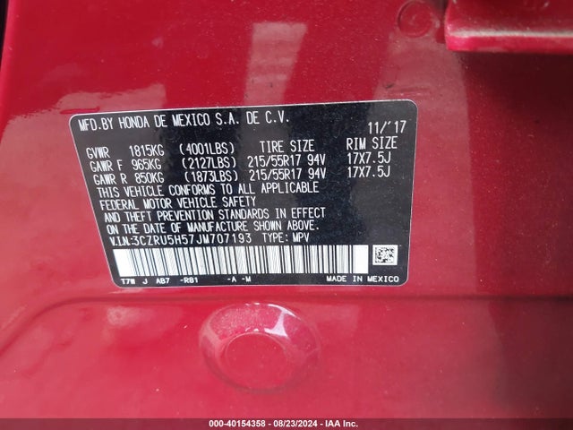 Honda HR-V EX 2018 3CZRU5H57JM707193 Image 9