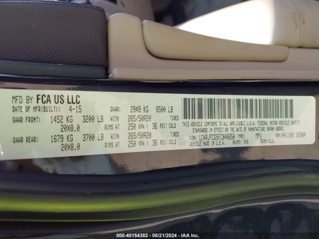 1C4RJFCG5FC846650 Jeep Grand Cherokee Overland
