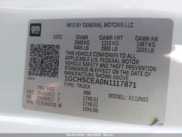 1GCHSCEA0N1117871 Chevrolet Colorado 2wd  Long Box Lt