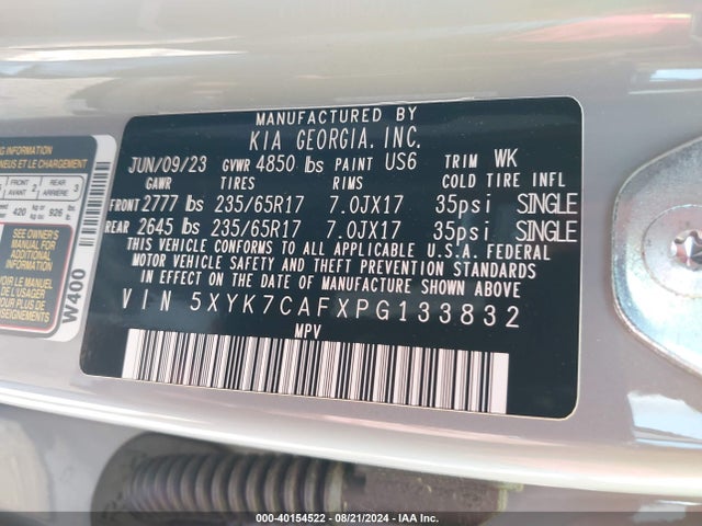 5XYK7CAFXPG133832 KIA Sportage X-pro