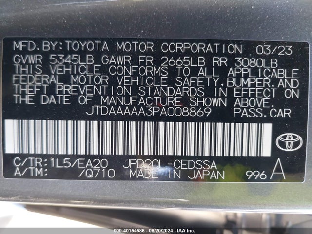 Toyota Mirai Xle 2023 JTDAAAAA3PA008869 Image 9