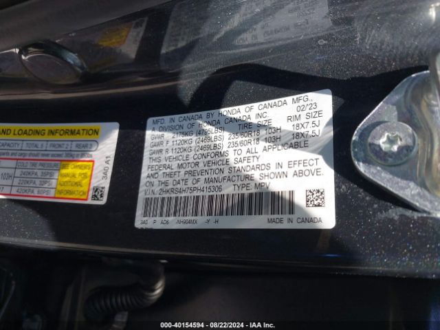 2HKRS4H75PH415306 Honda Cr-v Ex-l Awd
