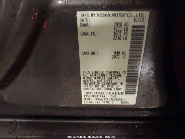 Nissan Altima 2.5 Sv 2014 1N4AL3AP6EC169668 Image 9