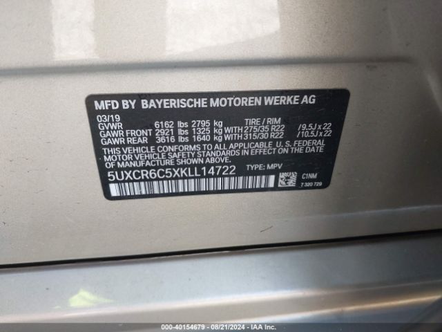5UXCR6C5XKLL14722 BMW X5 Xdrive40i