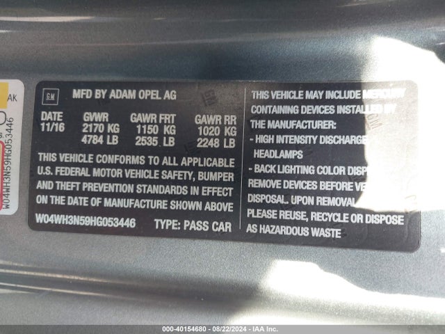 Buick Cascada Premium 2017 W04WH3N59HG053446 Image 9