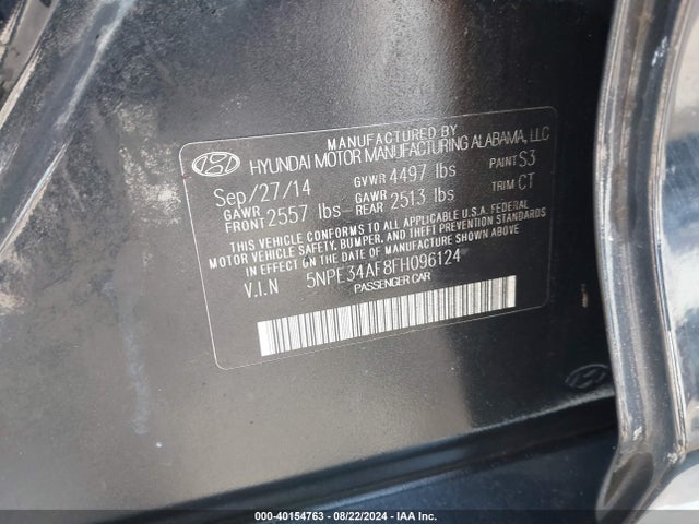 Hyundai Sonata Sport 2015 5NPE34AF8FH096124 Image 9