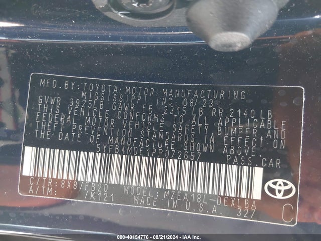 Toyota COROLLA LE 2023 5YFB4MDE1PP072657 Image 9