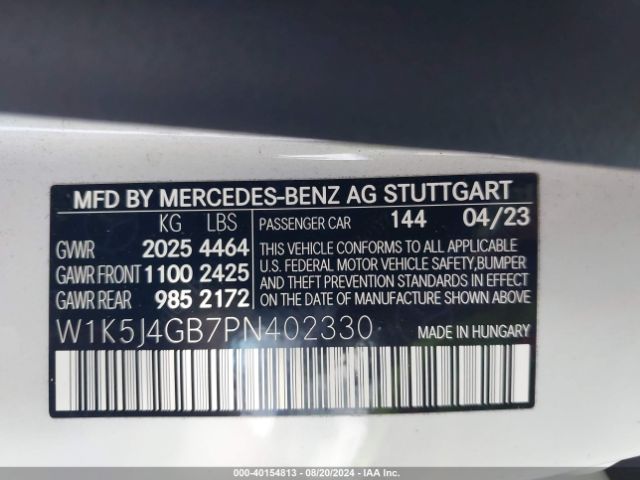 W1K5J4GB7PN402330 Mercedes-Benz Cla 250 Coupe