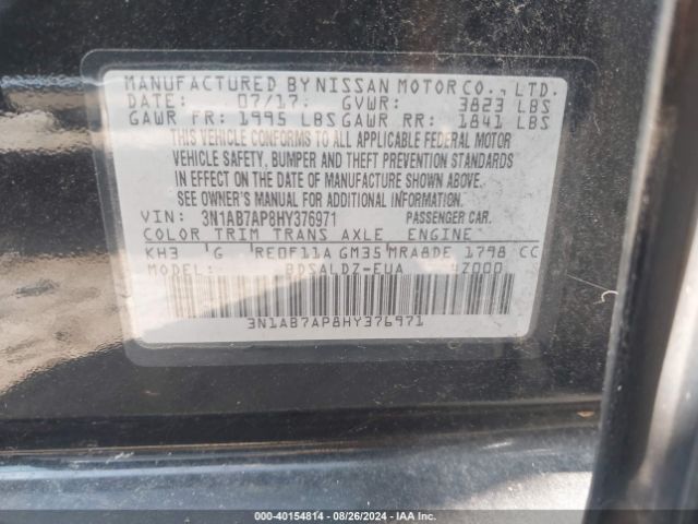 3N1AB7AP8HY376971 Nissan SENTRA SV