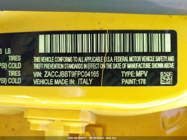 ZACCJBBT9FPC04165 Jeep Renegade Latitude