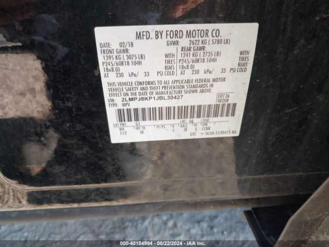 2LMPJ8KP1JBL30427 Lincoln Mkx Select