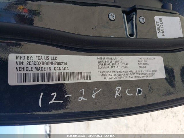 Dodge Charger Sxt Rwd 2022 2C3CDXBG0NH208214 Image 9