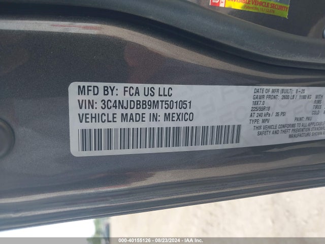 3C4NJDBB9MT501051 Jeep Compass Altitude 4x4