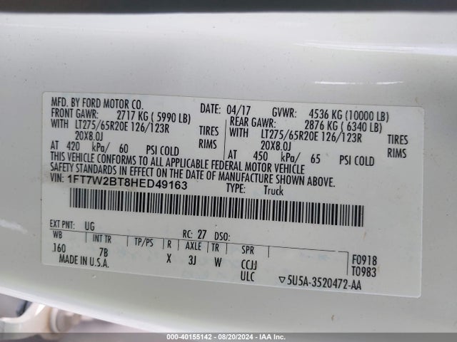 Ford F-250 Platinum 2017 1FT7W2BT8HED49163 Image 9