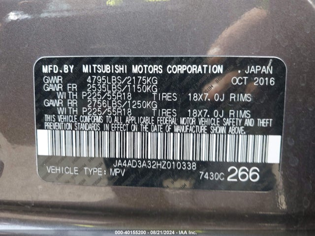 2017 MITSUBISHI OUTLANDER JA4AD3A32HZ010338 Photo 8