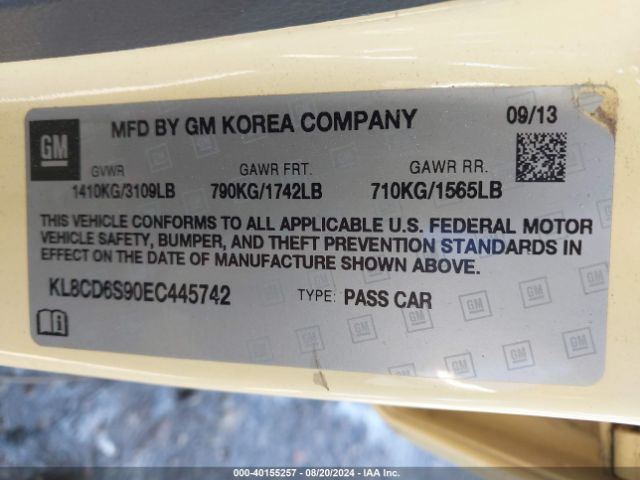 KL8CD6S90EC445742 Chevrolet Spark 1lt Auto