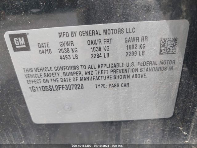 1G11D5SL0FF307020 Chevrolet MALIBU 2LT