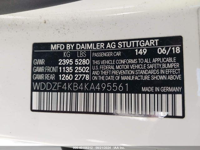 WDDZF4KB4KA495561 Mercedes-Benz E 300 4matic