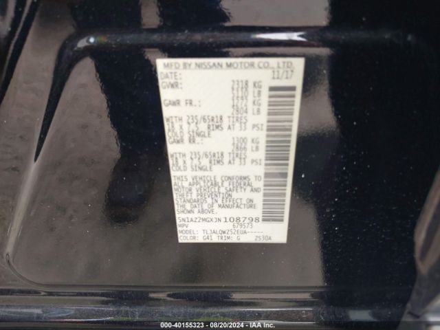 5N1AZ2MGXJN108798 Nissan MURANO SV