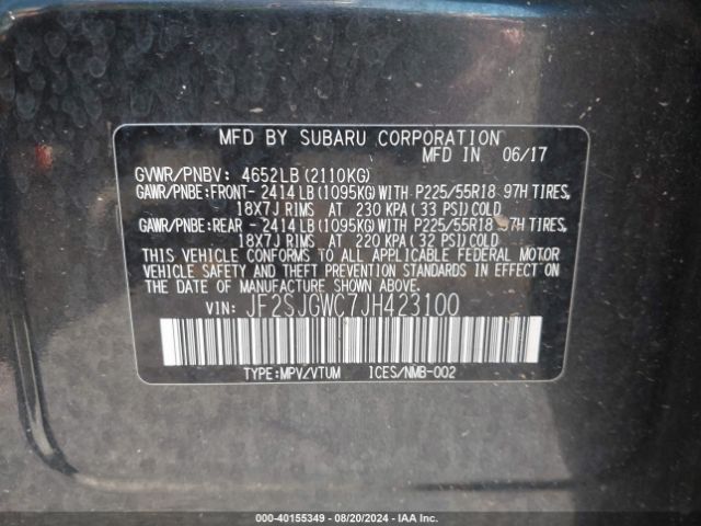 JF2SJGWC7JH423100 Subaru Forester 2.0xt Touring