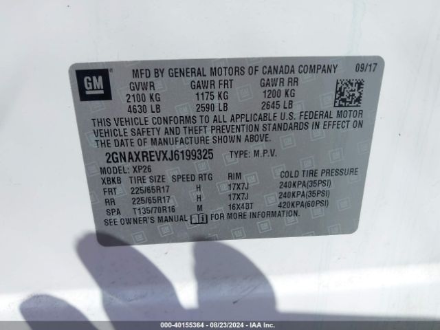 2GNAXREVXJ6199325 Chevrolet EQUINOX LS