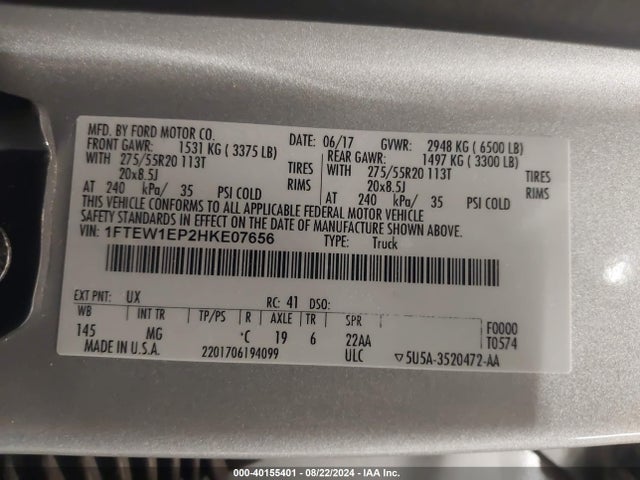 Ford F-150 Xlt 2017 1FTEW1EP2HKE07656 Image 9