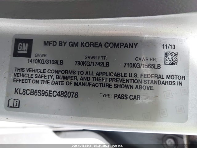 Chevrolet Spark Ls Auto 2014 KL8CB6S95EC482078 Image 9