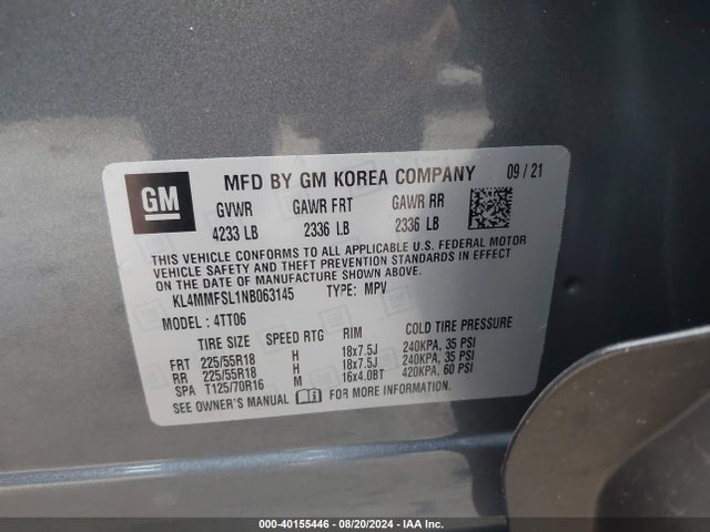 KL4MMFSL1NB063145 Buick Encore Gx Fwd Essence