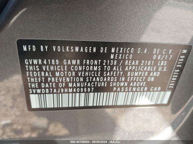 3VWDB7AJ9HM409597 Volkswagen Jetta 1.4t Se