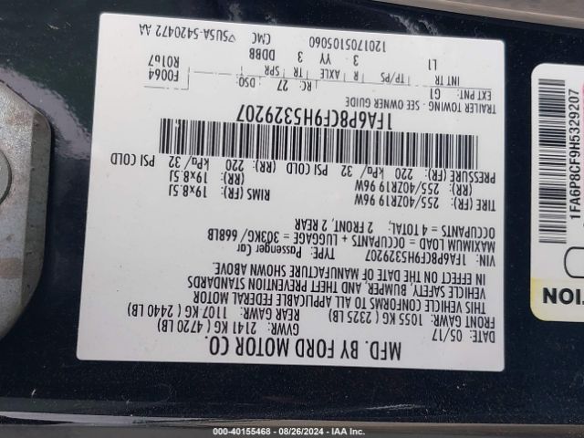 1FA6P8CF9H5329207 Ford Mustang Gt Premium